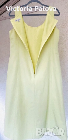 Елегантна маркова  рокля Cerruti 1881 в цвят лайм - стил „тих лукс", снимка 6 - Рокли - 53991231