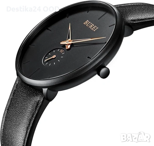 Мъжки ръчен часовник черен циферблат розово злато, снимка 3 - Мъжки - 53503161