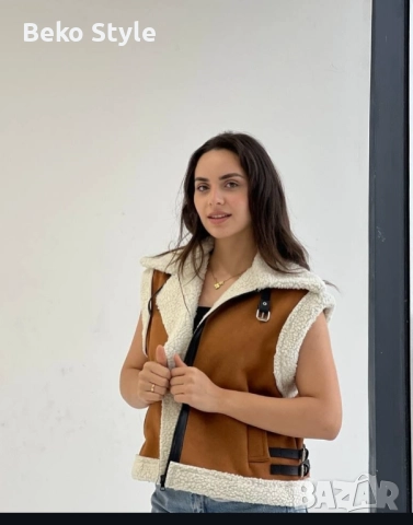 Дамски елек с каракул, снимка 3 - Елеци - 52218278