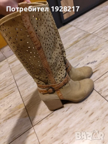 Ботуши за пролет или есен от естествен велур, снимка 2 - Дамски ботуши - 50676682