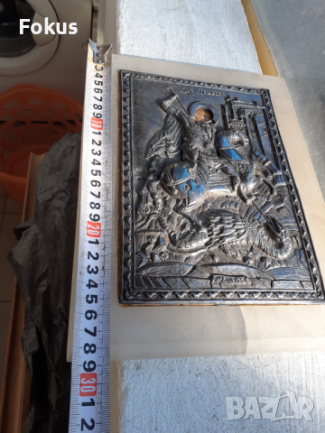 Прекрасна сребърна икона Свети Георги, снимка 5 - Антикварни и старинни предмети - 44959378