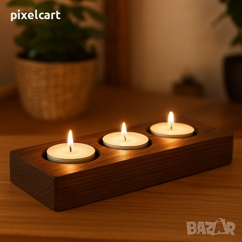 Свещник за 3 чаени свещи - елегантен акцент за дома 
