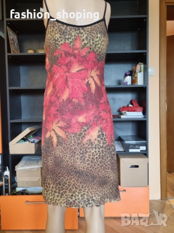 Рокля с есенни мотиви Marc Cain, размер М, снимка 6 - Рокли - 51866619