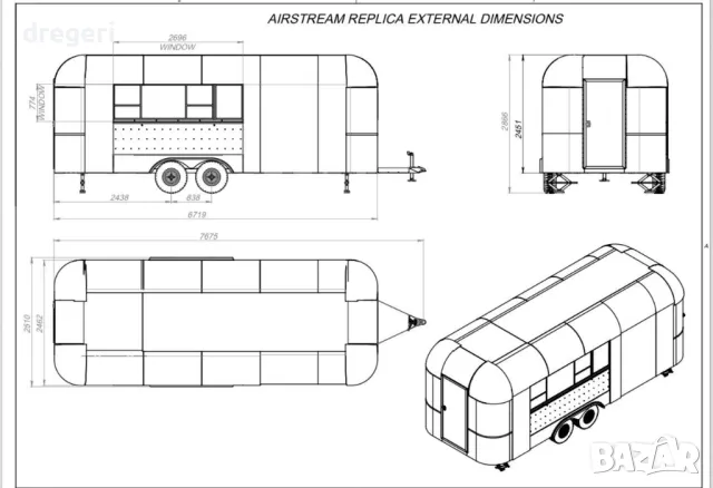 Луксозна каравана за храна, food truck 8 x 2,6, снимка 1 - Друго търговско оборудване - 47694195