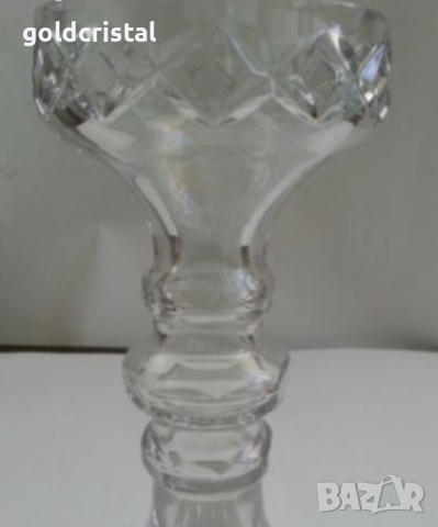  кристален свещник ваза , снимка 1 - Антикварни и старинни предмети - 16642903