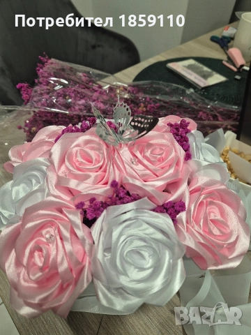 вечен букет от рози , снимка 4 - Изкуствени цветя - 52890328