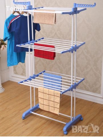 Сгъваем сушилник за дрехи на колелца – практична стойка за сушене на пране, снимка 13 - Други стоки за дома - 45584974