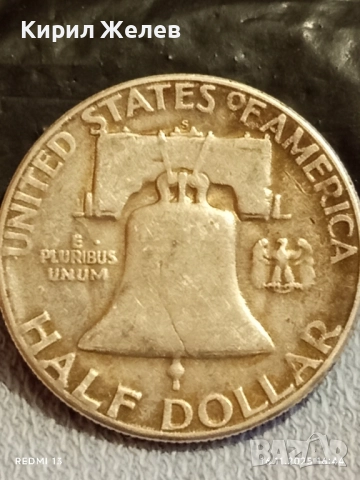 Сребърна монета 1/2 долар 1953г. САЩ Бенджамин Франклин рядка за КОЛЕКЦИЯ 52277, снимка 2 - Нумизматика и бонистика - 52432616