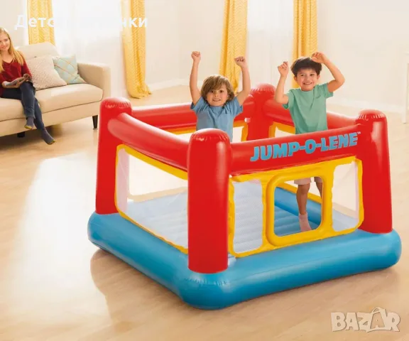 Детски надуваем батут Jump-O-Lene Intex, 174 х 174 х 112см, PVC, безопасен, цветен