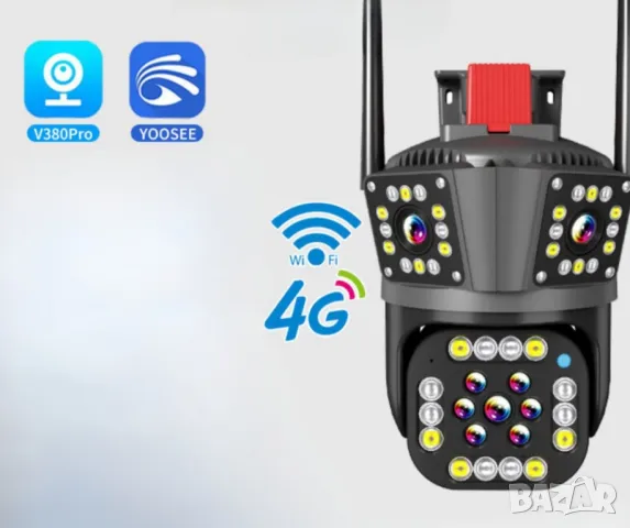 Тройна 4G камера за наблюдение,WIFI,работи със SIM карта,12 MP,Ultra HD, снимка 8 - HD камери - 47711968