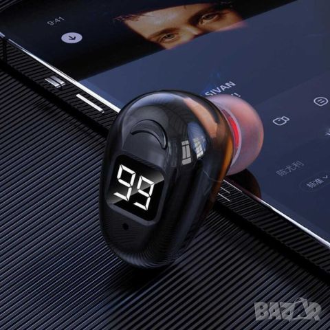 Мини безжична слушалка с диплей, Bluetooth 5.2, 70 mAh, 12 ч, Черна, снимка 2 - Безжични слушалки - 45656451