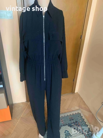 Черен гащеризон с ефектен цип, размермS/M