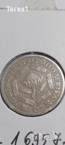 6 пенса Южна Африка 2броя 1933 и 1937 сребро, снимка 4 - Нумизматика и бонистика - 51928977