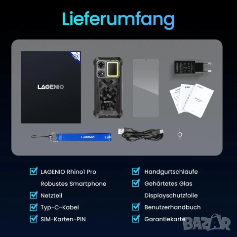 LAGENIO Rhino 1 Pro - 6.9", 8GB+16GB/256GB, 12000mAh, защита, Stereo, снимка 3 - Други - 54063243