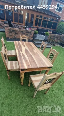 столове и маса от масивно дърво, снимка 1