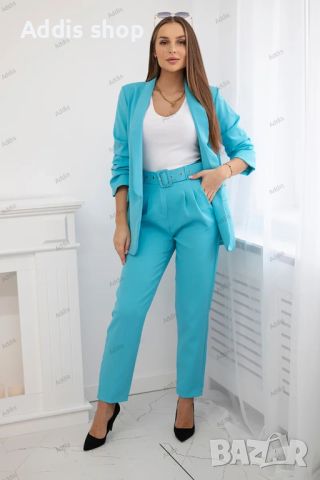 Елегантен дамски комплект сако и панталон, 4цвята , снимка 12 - Костюми - 45795956