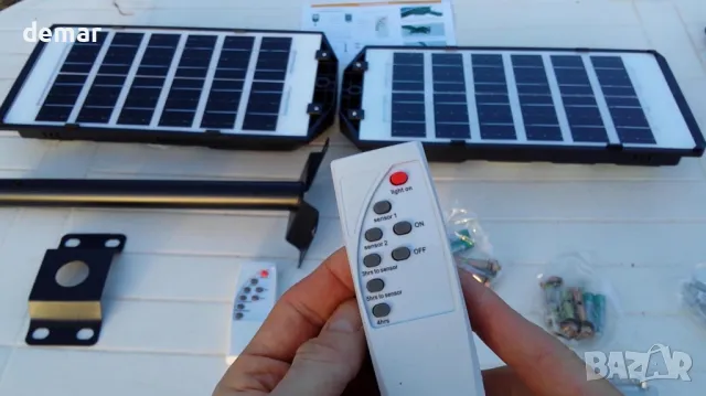 YACAISI Соларни улични лампи - 2 броя, 1200W LED, 8500K, дистанционно, снимка 9 - Соларни лампи - 50357291