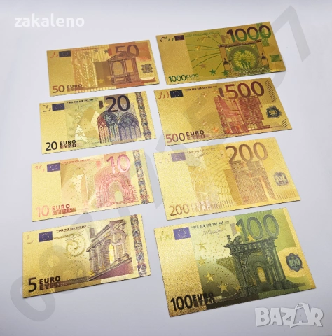 Лот 8бр златни банкноти/златна банкнота + сертификат - ЕВРО EURO, снимка 2 - Нумизматика и бонистика - 37570753