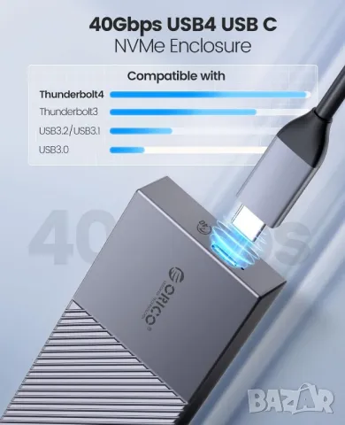 ORICO 40Gbps NVMe SSD корпус, алуминий, USB3.2, Thunderbolt 3 / 4, снимка 3 - Външни хард дискове - 48165022