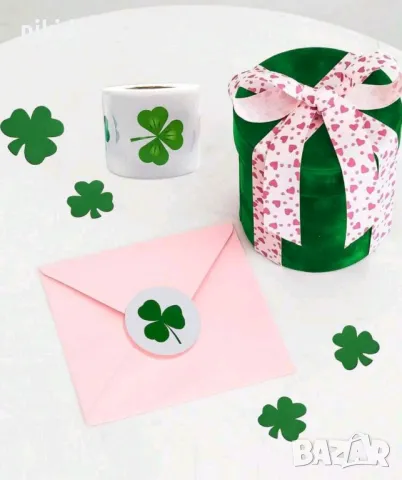 100 бр Детелина Детелини малки самозалепващи лепенки стикери за ръчна изработка за подарък, снимка 2 - Други - 49640365