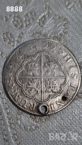 Сребърна монета 2 реала 1722  Испания , снимка 2 - Нумизматика и бонистика - 45797611