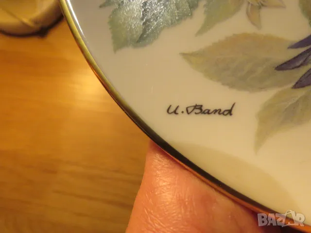 Старинна немска чиния красиви птички и дръвчета и за декорация или колекция - красота за вашия дом, снимка 3 - Други ценни предмети - 50437444