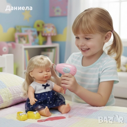 Кукла с мигащи очи, аксесоари и звуци – Идеален подарък за малки принцеси, снимка 3 - Кукли - 52826430