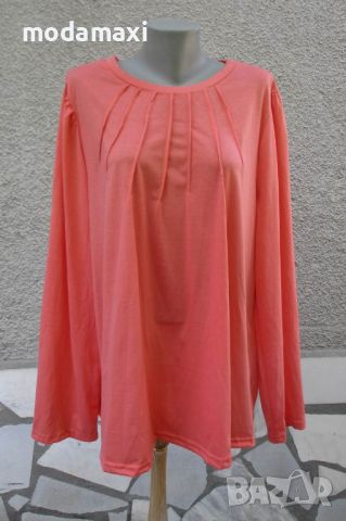 4XL Нова блуза  в коралов цвят , снимка 1 - Блузи с дълъг ръкав и пуловери - 45702538