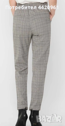 Дамски кариран панталон от марката Only,права кройка с еластична талия, снимка 2 - Рокли - 53346063