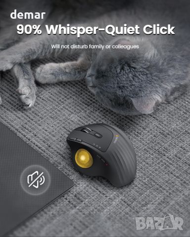ProtoArc EM01 NL безжична Bluetooth мишка с тракбол, 2.4G RGB ергономична акумулаторна, снимка 6 - Клавиатури и мишки - 46199977