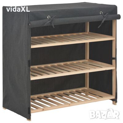 vidaXL Шкаф за обувки с покривало, сив, 79x40x80 см, плат（SKU:248195