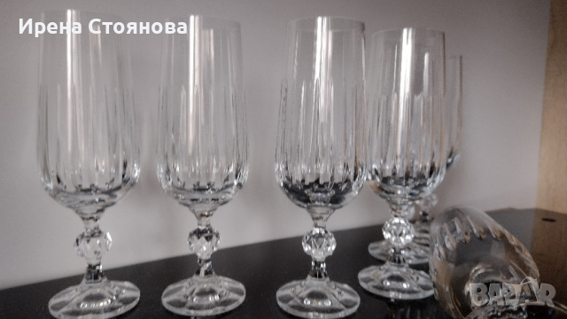 Комплект от 6 кристални чаши за бяло вино/шампанско. , снимка 13 - Чаши - 44969041