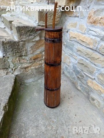 Соц Стара Дървена Буталка Чутура За Разбиване На Масло., снимка 4 - Антикварни и старинни предмети - 50648799