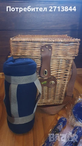 Плетена винтидж кошница за пикник, снимка 5 - Антикварни и старинни предмети - 51005174