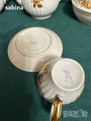 Съветски ръчно рисуван сервиз, Полонски завод, СССР, снимка 9 - Сервизи - 53218485