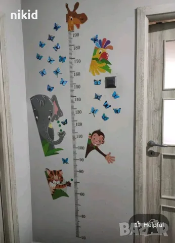 Диви животни жираф слон маймуна метър за стена и мебел детска стая лепенка стикер самозалепващ, снимка 3 - Други - 49718297