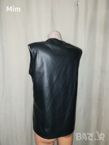 2XL Черен потник от еластична еко кожа , снимка 3 - Потници - 51199079