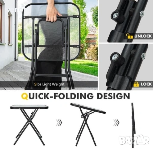 стъклена квадратна бистро маса с неръждаема рамка, снимка 3 - Маси - 53249553