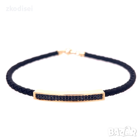 Златна гривна с кожа 3,30гр. 20,5см. 14кр. проба:585 модел:33625-6