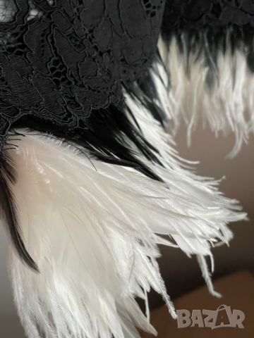 Donna Karan NY black label Runway Мини рокля с пера, М, снимка 8 - Рокли - 45878561