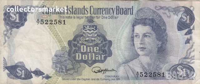 1 долар 1974, Кайманови острови, снимка 1 - Нумизматика и бонистика - 45340674