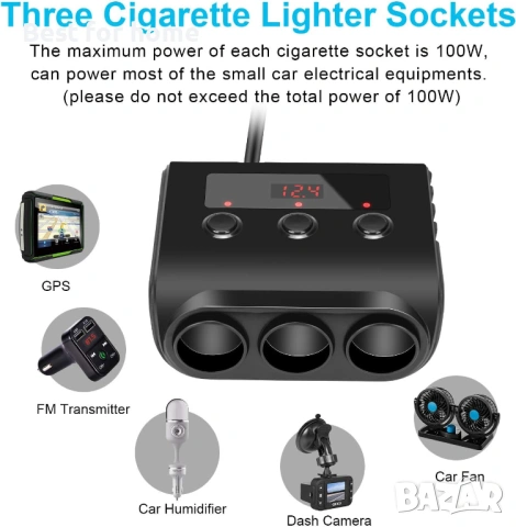  Kingwei адаптер за зареждане за запалка, 4 USB порта, превключвател за iPhone, iPad и др, снимка 3 - Друга електроника - 53536629