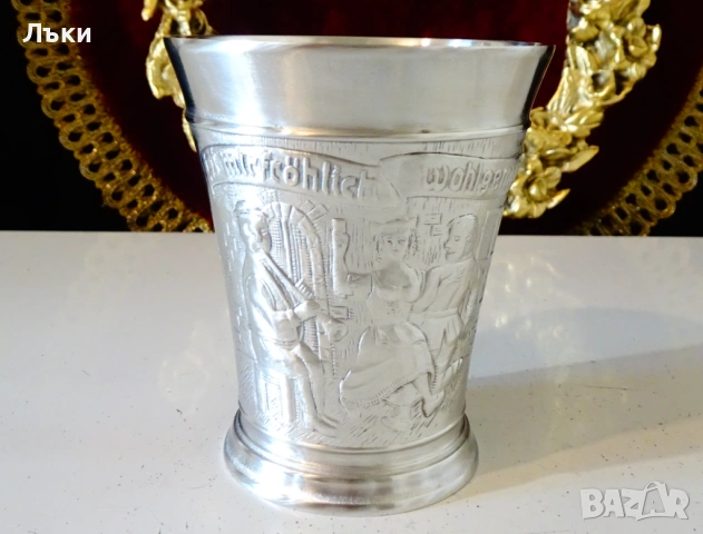 Сватбарска калаена чаша за вино BMF. 