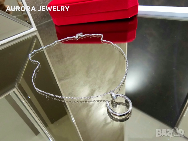 CARTIER Nail Juste un Clou Silver Diamonds Pendant Дамско Колие Пирон, снимка 7 - Колиета, медальони, синджири - 52818816