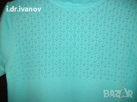 синя блуза машинно плетиво с поло яка, снимка 3 - Тениски - 54179374