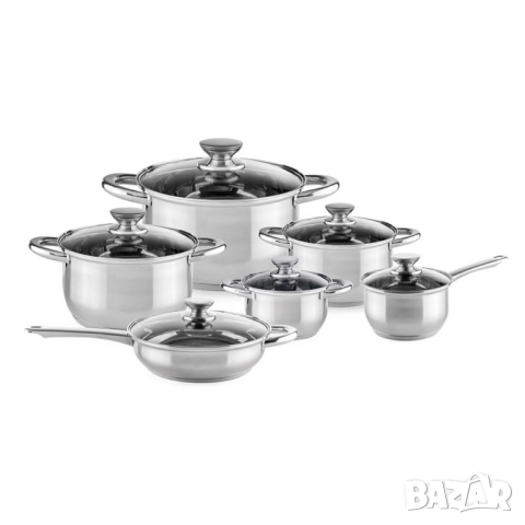 Комплект съдове за готвене Muhler от 12 части, неръждаема стомана, снимка 9 - Съдове за готвене - 52133726