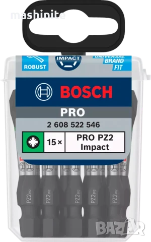 Ударен магнитен накрайник PZ2, 50 mm бит PRO Pozidriv Impact 10 бр. Bosch