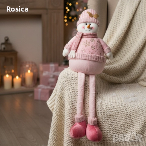 Декоративен коледен снежен човек с дълги крака – 80 см, снимка 2 - Декорация за дома - 52082945