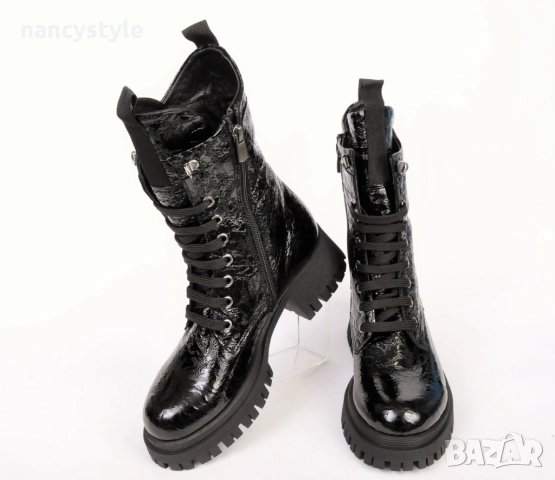 ЗИМА '25'26! Високи дамски боти от естествен намачкан лак, снимка 2 - Дамски боти - 52289634