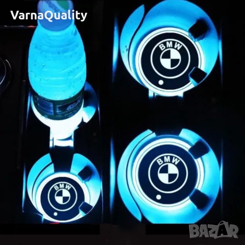 2бр. LED светещи Анти-слип подложки за чаши за BMW E46 E90 E60 F30 E39 F10 F20 E87 E36 X1 X3 X5 usb, снимка 2 - Аксесоари и консумативи - 49940943
